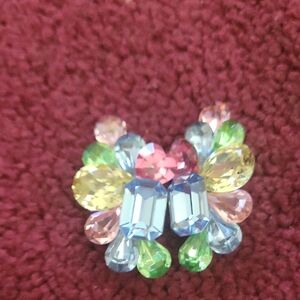 Vintage Colorful Multicolored Clip Earrings